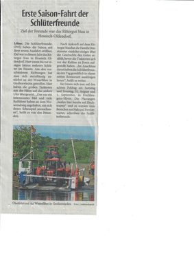 Zeitungsausschnitt: Erste Saison-Fahrt