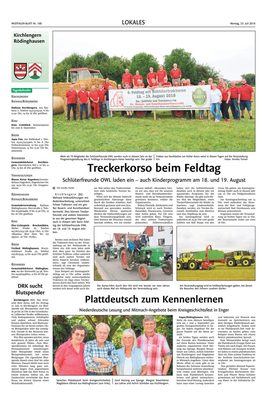 Zeitungsausschnitt: Schlueterfreunde laden zum 6. Feldtag ein