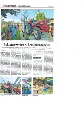 Zeitungsausschnitt: Traktoren werden zu Besuchermagneten