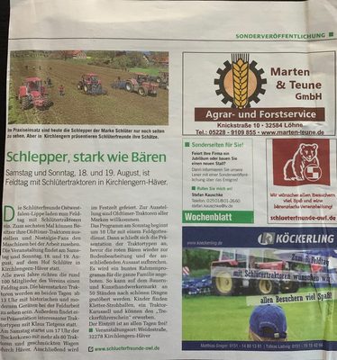 Zeitungsausschnitt: Vorankündigung 6. Feldtag