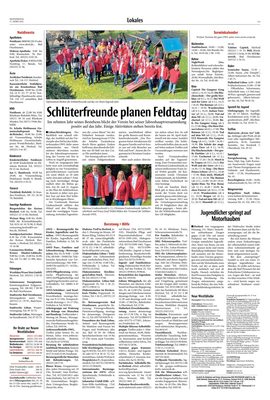 Zeitungsausschnitt: Schlüterfreunde planen Feldtag