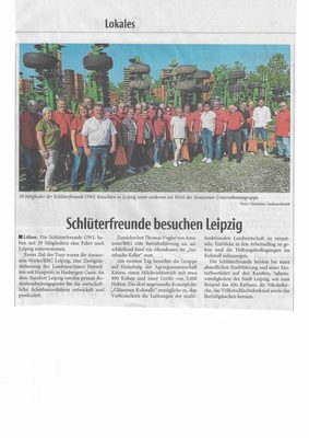 Zeitungsausschnitt: Bericht über die Vereinsfahrt nach Leipzig